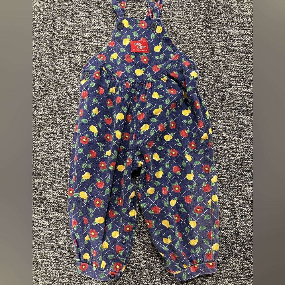 Vintage fruit/floral baby bgosh overalls